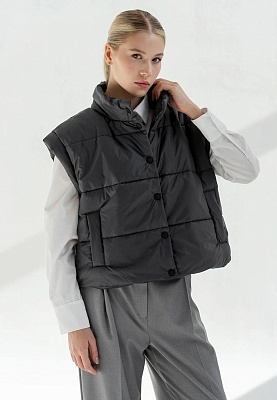 Dark gray short waistcoat 243-03-001-1, фото 1