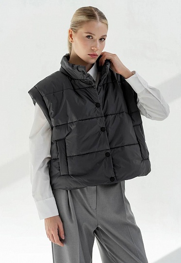 Dark gray short waistcoat 243-03-001-1, фото 1 