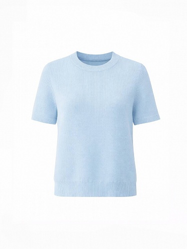 Cyan ribb knitted T-shirt 254-08-023, фото 1 