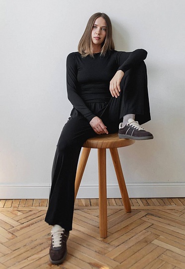 Black thin jersey pants 253-05-008, фото 2 