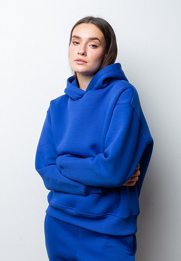 Week women's electric-blue fleeced footer hoodie 241-08-009, фото 1 