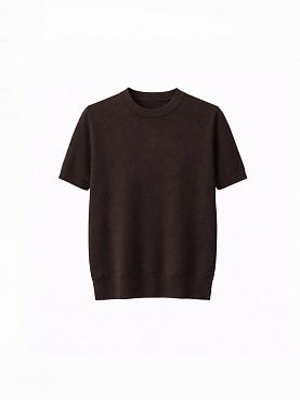 Ribb knitted T-shirt in chocolate color 254-08-023-1, фото 1