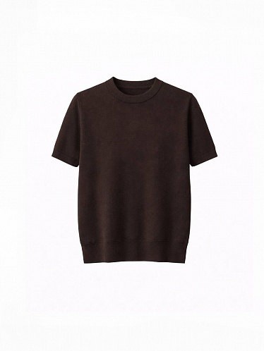 Ribb knitted T-shirt in chocolate color 254-08-023-1, фото 1 