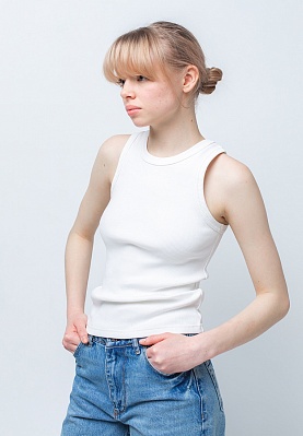 Ribbed top in milky color 252-08-026-2, фото 2 