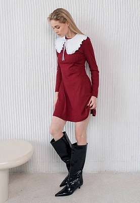 Knitwear mini dress in wine color 251-06-007, фото 2