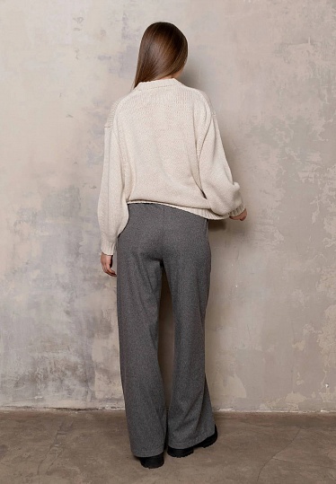 Gray melange elastic warm pants 254-05-014, фото 2 