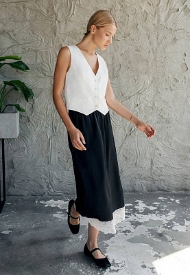 Silk white-lace midi-skirt 253F-04-004, фото 2 