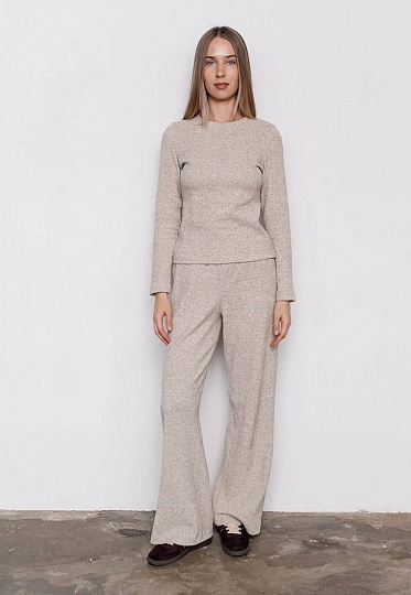 Beige warm knit pants 254-05-003, фото 1 