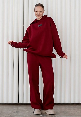 Wine red fleece insulated hoodie 244-08-002, фото 1 