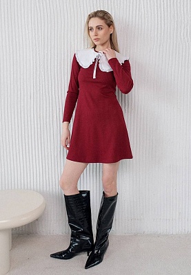 Knitwear mini dress in wine color 251-06-007, фото 1 