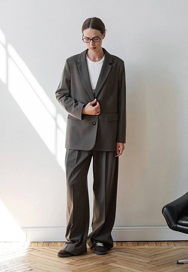 Chocolate warm palazzo pants in print 254-05-002, фото 2 