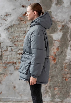 Dark gray demi-season hood jacket 244-02-004-2, фото 2