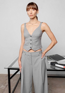 Grey fabric-suit bustier-top 243-08-019, фото 1