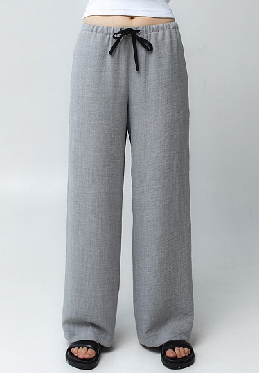 Week women's grey viscose linen wide pants 242-05-001-1, фото 2 