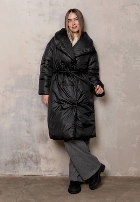 Black snaps winter blanket-coat 254-02-013-1, фото 2 