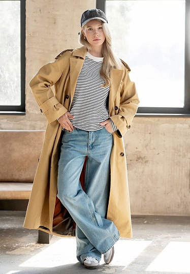 Beige raglan-sleeves oversize trench 243-01-001, фото 2 