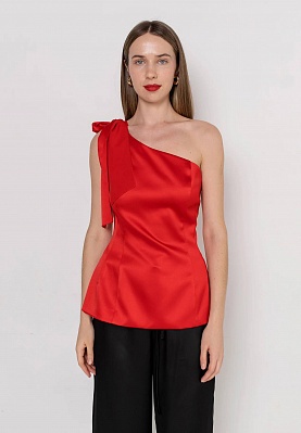Red satin tie top 254F-08-017, фото 1 