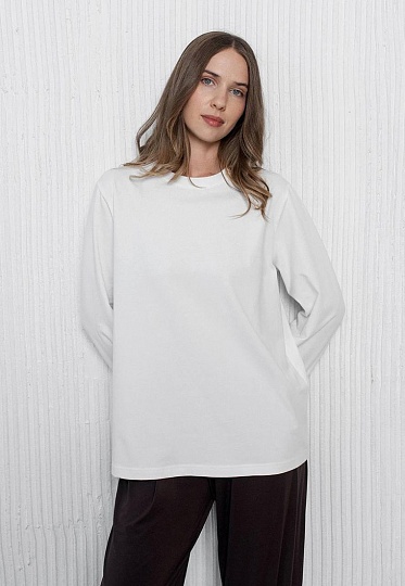 Long-sleeve T-shirt in milky color 253-08-022, фото 1 