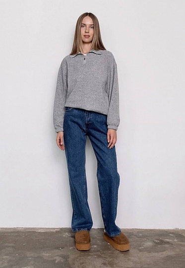 Dark blue dense denim straight jeans 254-05-478, фото 1 