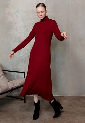 Warm burgundy knitwear dress 244-06-008-1, фото 1