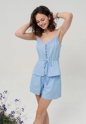 Cyan thin-strap blouse 252-08-037-1, фото 1