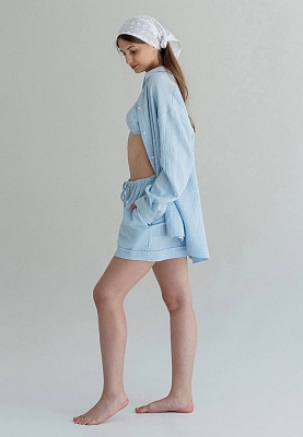 Cyan muslin shorts 252-05-009, фото 1 