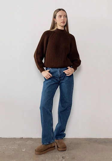 Wool sweater in chocolate color 254-22-494, фото 2 