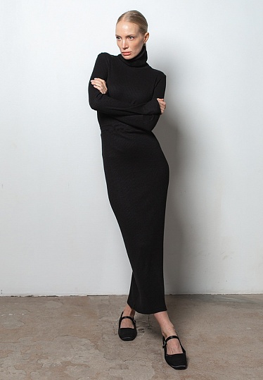 Week women's black ribbed knit maxi skirt 233-04-015-1, фото 1 