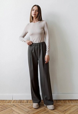 Chocolate herringbone patterned pants 253-05-018, фото 2 