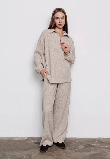 Beige warm knit pants 254-05-003, фото 2 