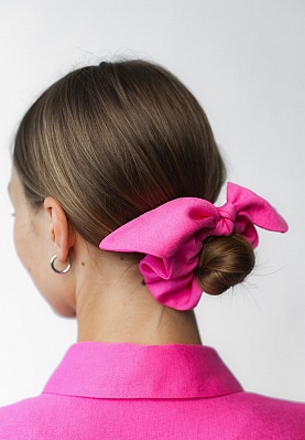 Week women's pink Boho linen hair elastic 240-25-002-3, фото 1 