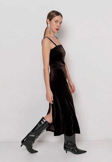 Velour dress in chocolate color 254F-06-015, фото 2 