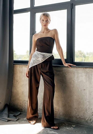 Corset-top in chocolate color 253-08-001, фото 2 
