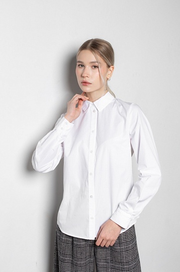 Week women's white cotton basic blouse 241-08-020, фото 1 