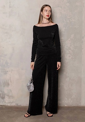 Black lurex knitwear pants 254F-05-016, фото 2 