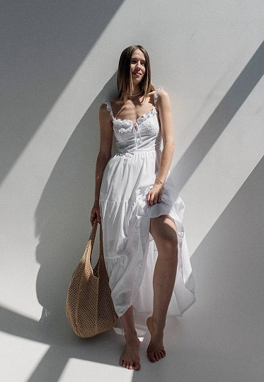 White long country-style dress 252-06-003, фото 2 