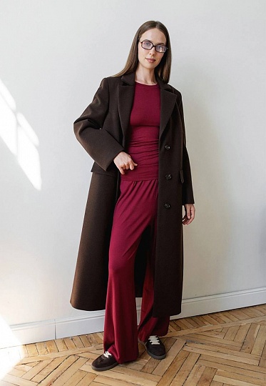 Maxi coat in chocolate color 253-01-005, фото 2 