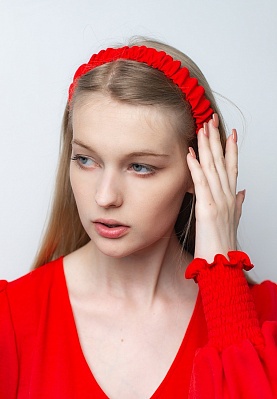 Week women's red staple elastic headband 241-25-007-2, фото 2 