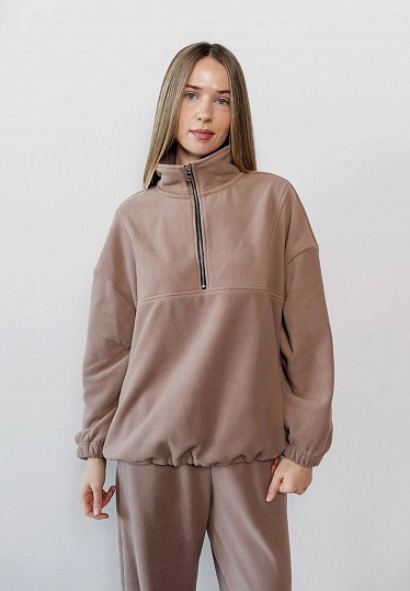 Fleece sweatshirt in mocha color 254-08-008-1, фото 1 