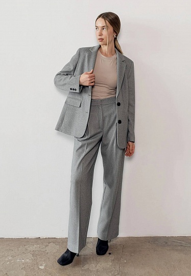 Gray warm palazzo pants in print 254-05-002-2, фото 2 