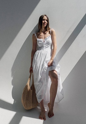 White long country-style dress 252-06-003, фото 2 