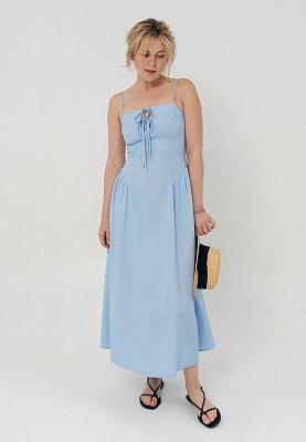 Cyan linen sun-dress 252-06-014-1, фото 1 