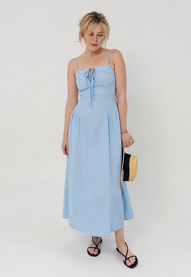 Cyan linen sun-dress 252-06-014-1, фото 1 