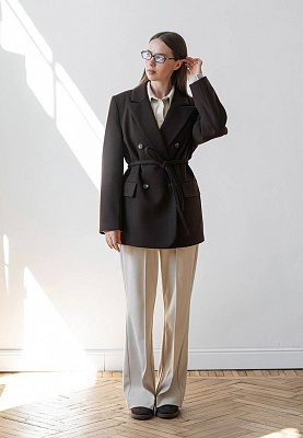 Chocolate cashmere short jacket-coat 253-01-004, фото 2 