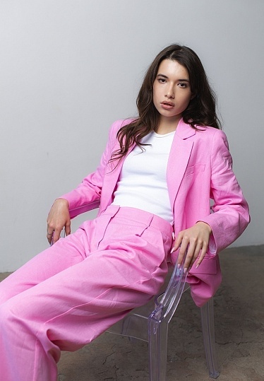 Week women's pink linen palazzo-pants 242-05-003-2, фото 2 