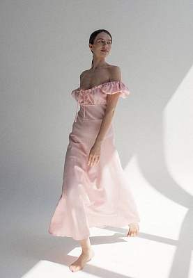 Pink drawstring dress 252-06-005-1, фото 1 