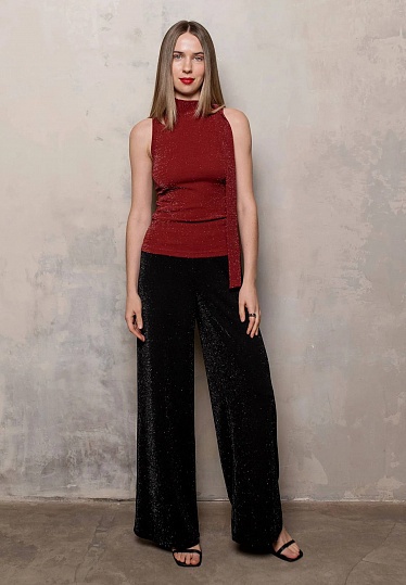 Black lurex knitwear pants 254F-05-016, фото 1 