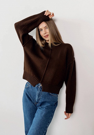 Cutout sweater in brown color 254-22-717, фото 1 
