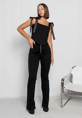 Week women's black jersey slits flared pants 243-05-011, фото 1 