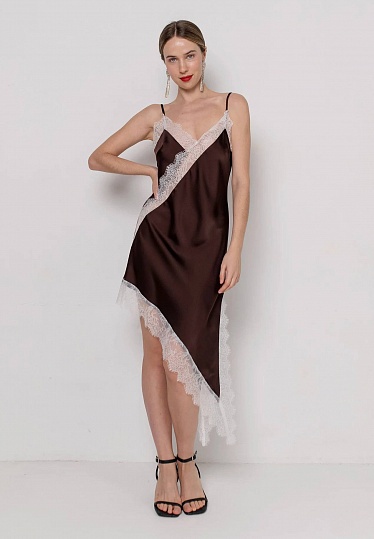 White-lace mini dress in chocolate color 254F-06-012-1, фото 1 